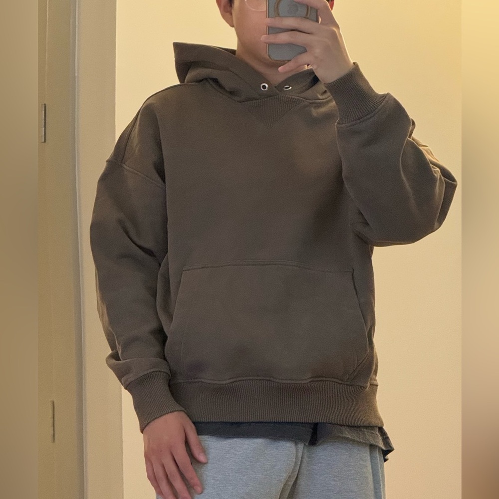 Abercrombie Brown Heavyweight essential oversized hoodie